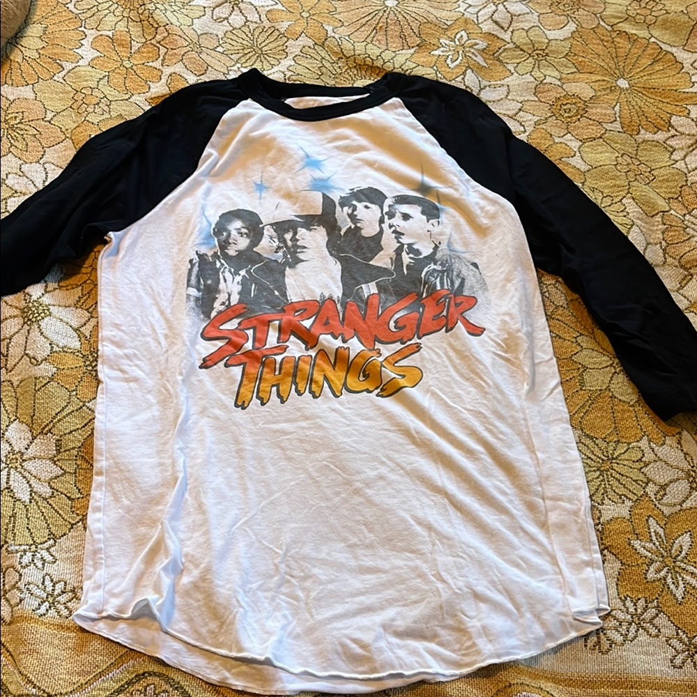 Stranger Things Raglan Shirt - Black and White
